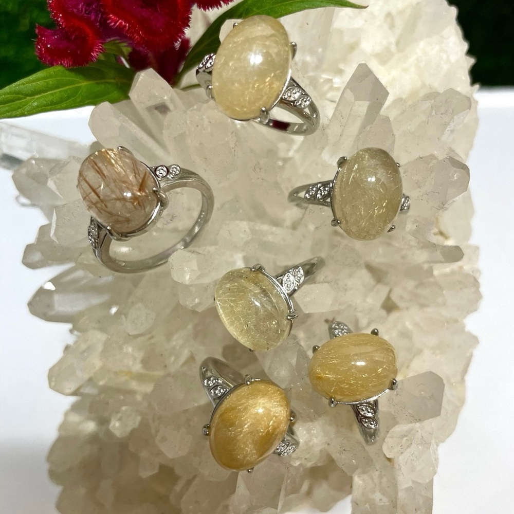 Gold Rutilated Quartz Ring - Picture 2 of 6